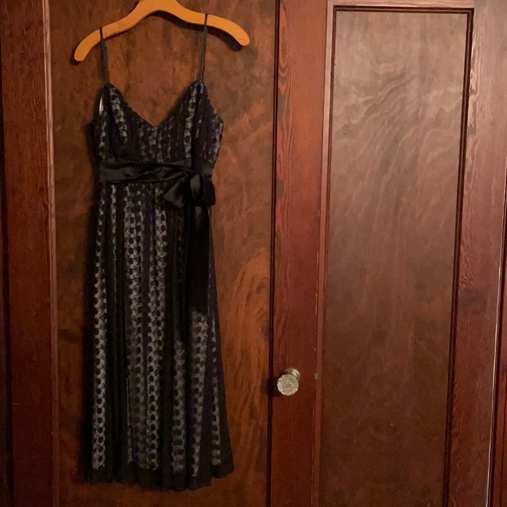 Spaghetti strapped black lace dress